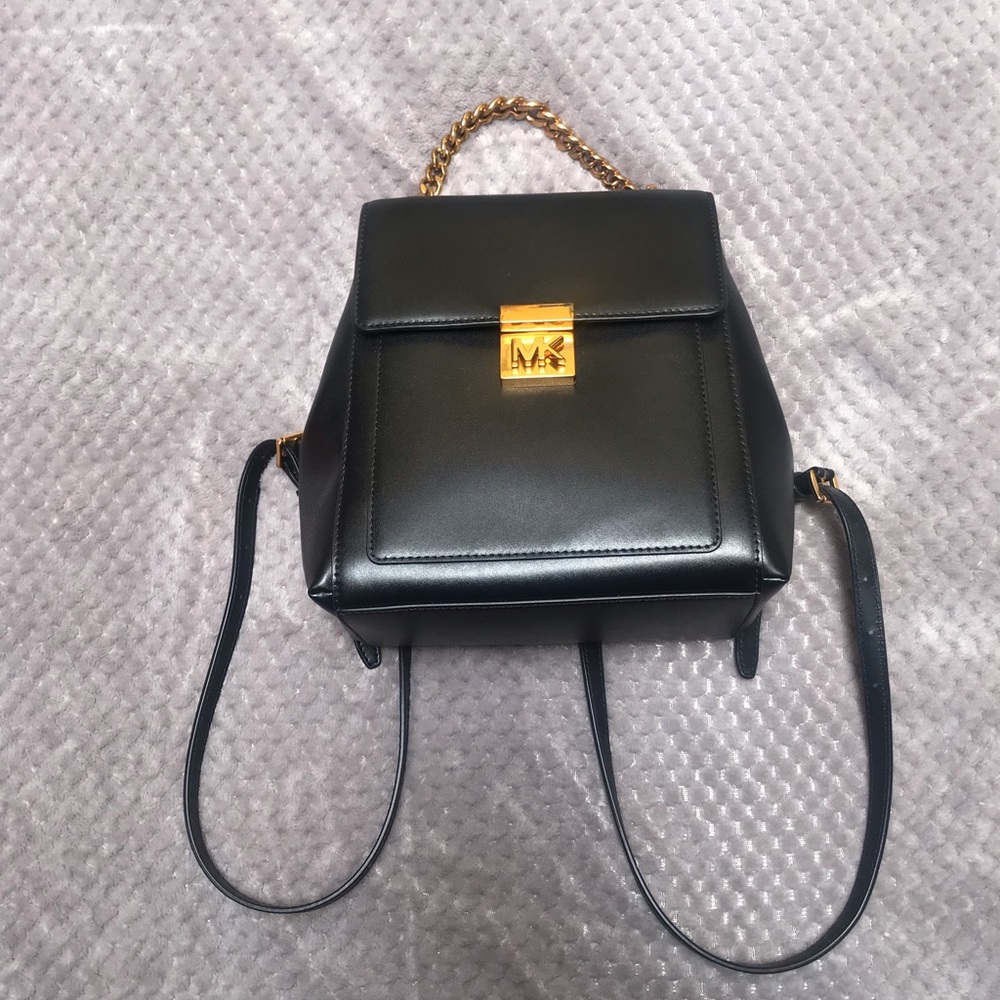 Michael Kors Mindy Medium Black Leather Backpack